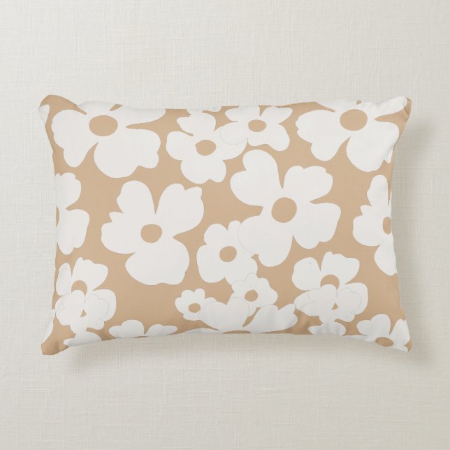 Weiße Blüten Moderne Retro-Wohngestaltung Dekokissen (Vorderseite)