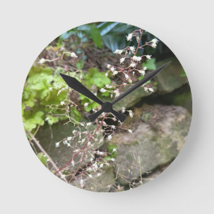 Weiße Blüten-Natur-Rundwanduhr Runde Wanduhr