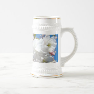 Weiße Blüten Stein Frühlingsgeschenk Steine Bierglas