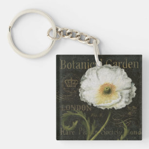 Weiße Blüten und Blätter Schlüsselanhänger