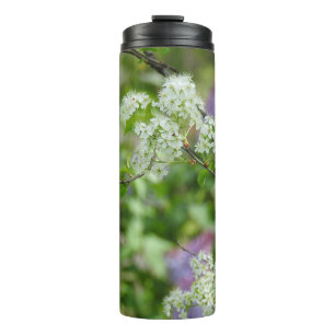 Weiße Blüten und Lila Lilacs Thermosbecher