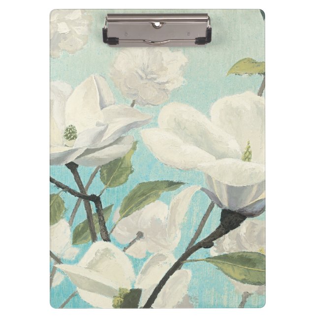 Weiße Blüten vom Süden Klemmbrett (Vorderseite)