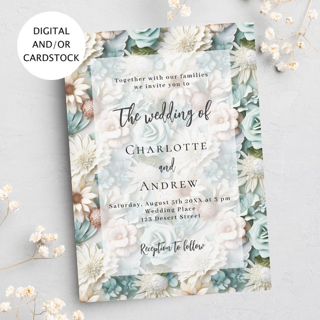 Weiße Blütenblätter für Hochzeiten elegant Einladung (Von Creator hochgeladen)