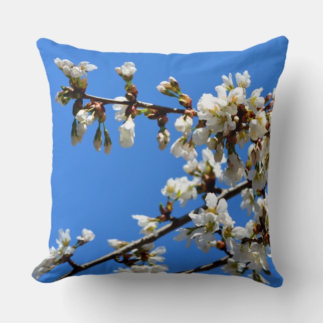Weiße Blütenblumenblüte, weißer Frühlingsbaum Kissen (Vorderseite)