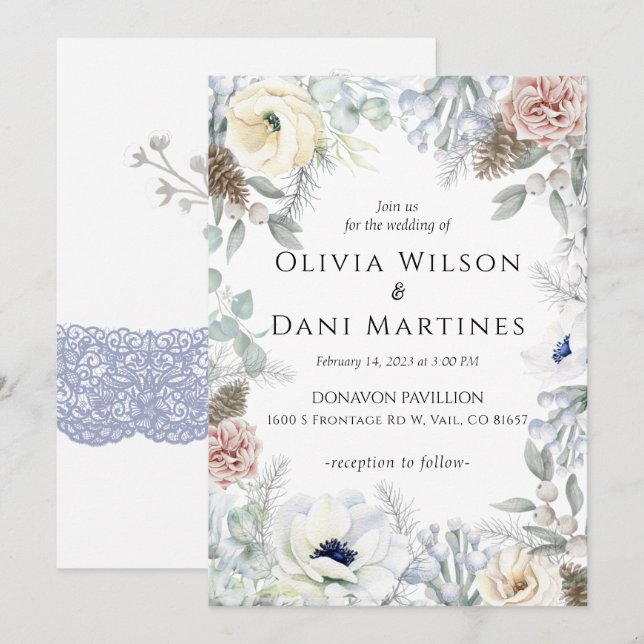 Weiße Blütenblüte Blütennatur Einladung Hochzeit (Vorne/Hinten)