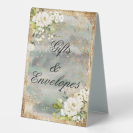 Weiße Blütengoldblüte Botanische Creme Elfenbeinkü Tischaufsteller