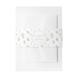 Weiße Blütenhochzeit Einladung Bauchband Einladungsbanderole
