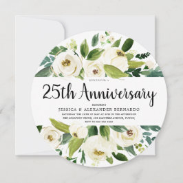 Weiße Blütensilber 25. Hochzeitstag Einladung