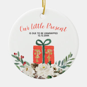 Weiße Blütenweihe Weihnachtsfeiertage Ankündigu Keramik Ornament