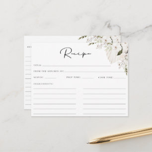 Weiße Bohemische Blumenzellenrezeptkarte Postkarte