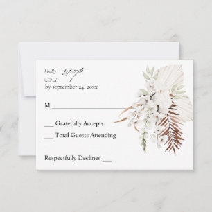 Weiße Boho Floral ni Mahlzeit UAWG 2 RSVP Karte