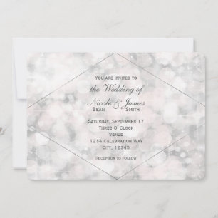 Weiße Bokeh-Licht elegante Glam-Hochzeitseinladung Einladung