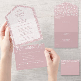 Weiße Botanicals Dusty Rose Keine Umschläge All In One Einladung