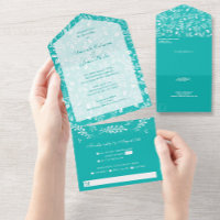 Weiße Botanicals Türkis keine Umschläge Hochzeit