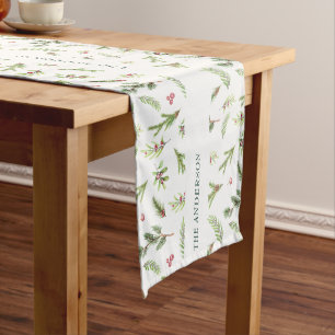 Weiße botanisch elegante moderne Geschenkdekoratio Mittelgroßer Tischläufer