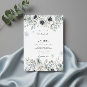 Weiße botanische Frost-Hochzeit Einladung