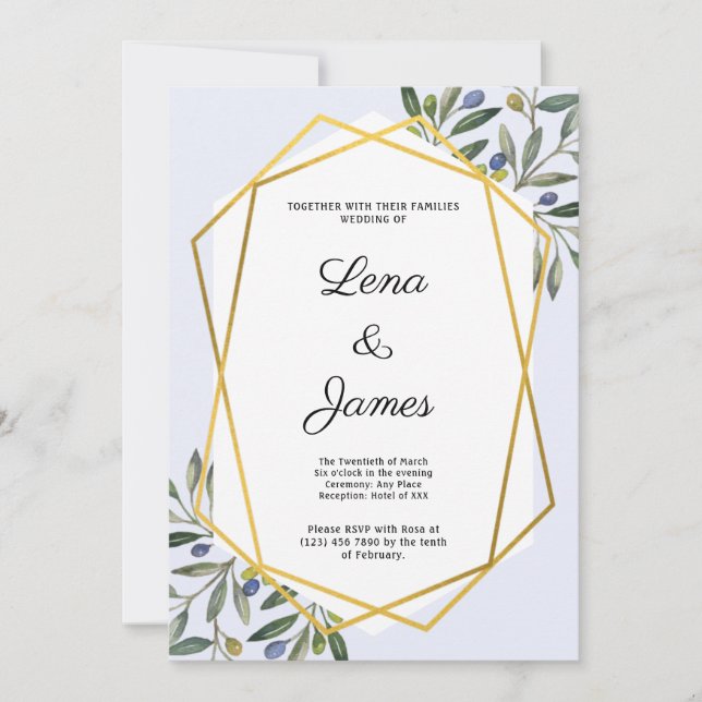 Weiße botanische Hochzeitskarte Einladung (Vorderseite)