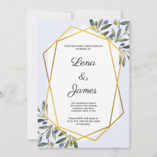 Weiße botanische Hochzeitskarte Einladung