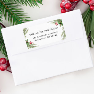 Weiße botanische Weihnachtsadresse Adressaufkleber