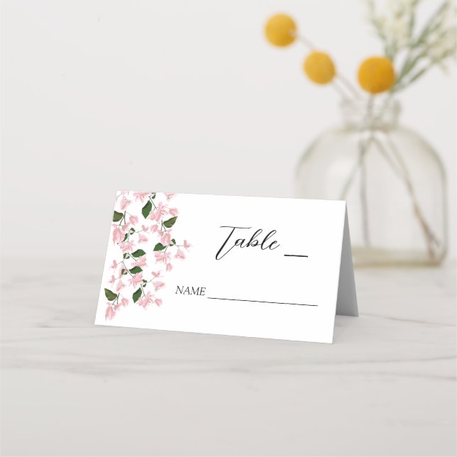 Weiße Bougainvillea Blume Klappende Platzkarte (Vorderseite)