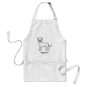 Weiße Boxer-Hunde Zeichentrick & Benutzerdefiniert Schürze