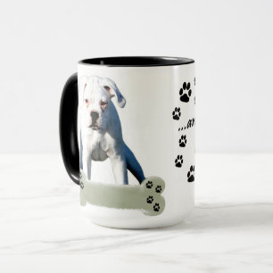 Weiße Boxer-Welpen-Liebe-Tatze addieren Name-Tass Tasse