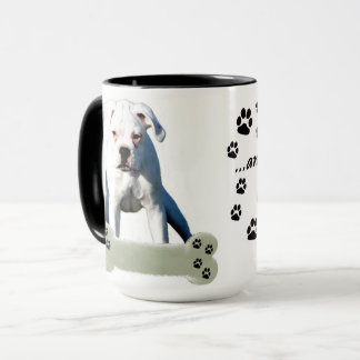 Weiße Boxer-Welpen-Liebe-Tatze addieren Name-Tasse Tasse