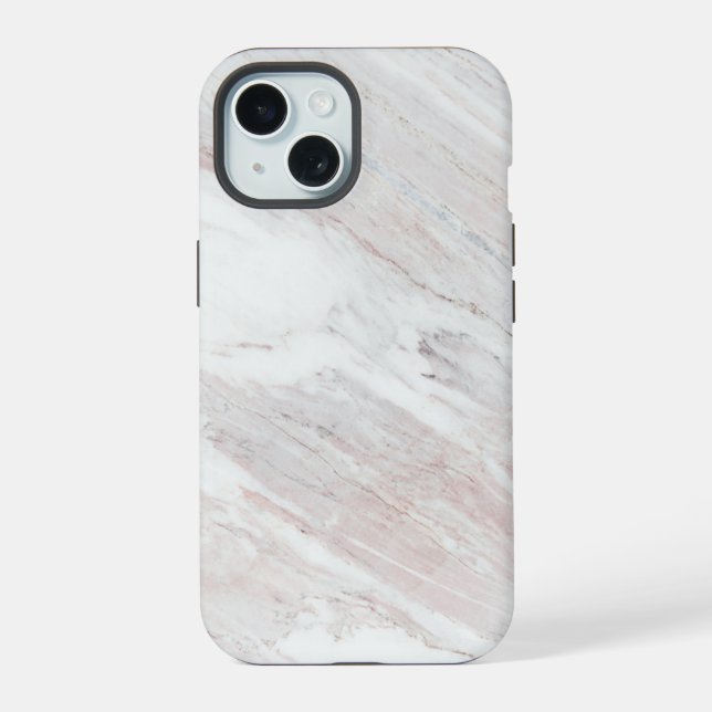 Weiße Braun Marmor iPhone 15 Hülle (Rückseite)