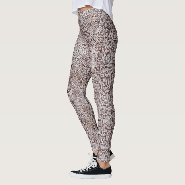 Weiße Braune Anaconda Snakeskin Leggings (Links)