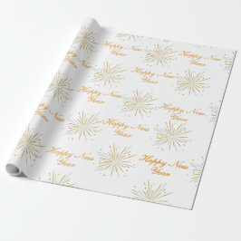 Weiße braune illustrative typografische Neujahrsve Geschenkpapier
