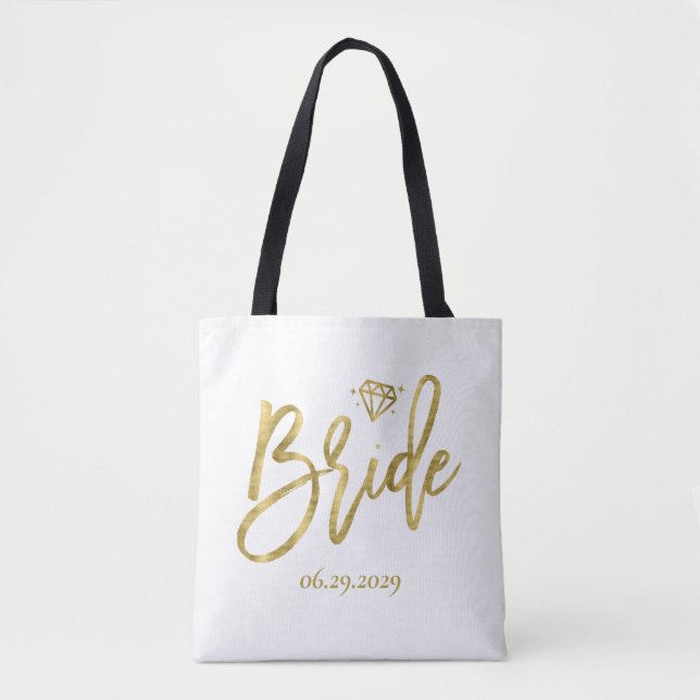 Weiße Braut mit Diamant-Hochzeitstasche Tasche (Vorderseite)