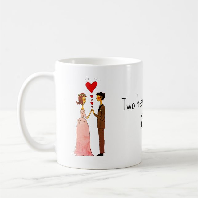 Weiße Braut und Bräutigam in Liebe Hochzeit Kaffeetasse (Links)