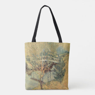 Weiße Brücke von Twachtman, Vintage Impressionismu Tasche