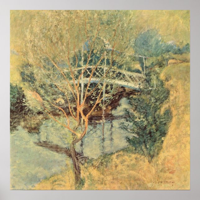 Weiße Brücke von Twachtman, Vintager Impressionism Poster (Vorne)