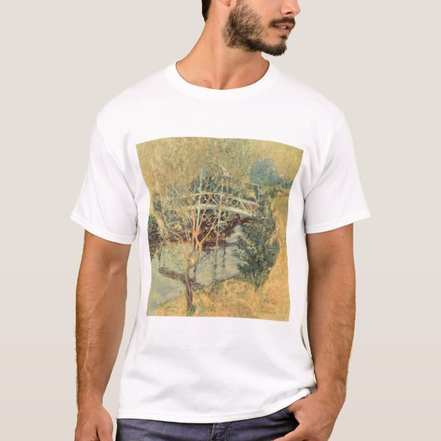 Weiße Brücke von Twachtman, Vintager Impressionism T-Shirt (Vorderseite)