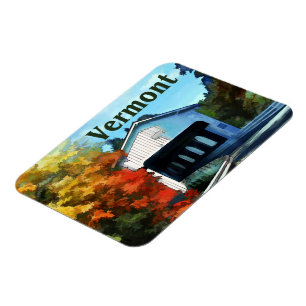 Weiße Brücken-bunter Herbst Vermont Magnet