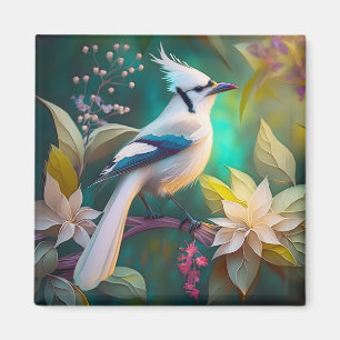 Weiße Büschelente Flügel Jay Fantasie Vogel Magnet