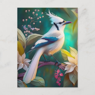 Weiße Büschelente Flügel Jay Fantasie Vogel Postkarte