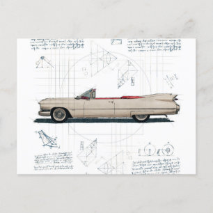 Weiße Cadillac Oldtimer Postkarte