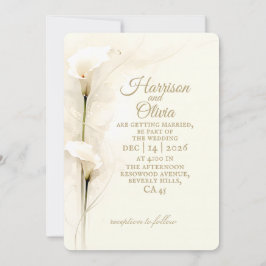 Weiße Calla-Lilie Aquarell Floral Einfache Hochzei Einladung