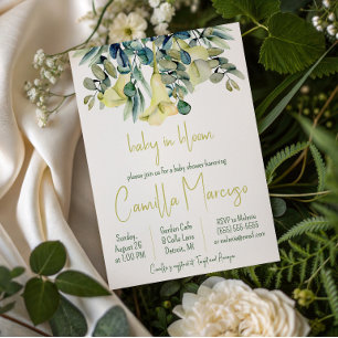 Weiße Calla-Lilien-Blumen Baby in Blüte Baby-Party Einladung