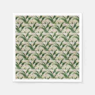 Weiße Calla-Lilien Stickerei Botanisches Muster Serviette