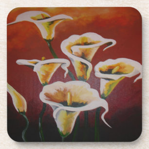 Weiße Calla Lilies künstlerische Schnitt Blume auf Getränkeuntersetzer
