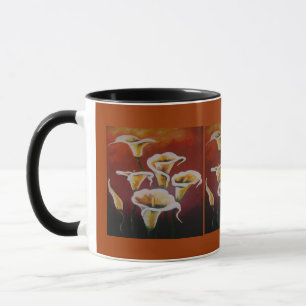 Weiße Calla Lilies künstlerische Schnitt Blume auf Tasse