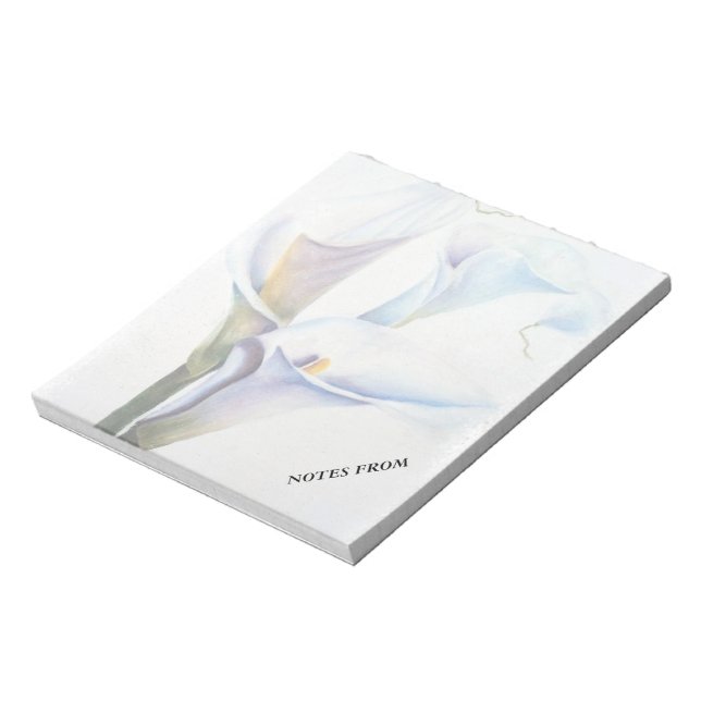 WEISSE CALLA LILILILIES KUNSTBARE NOTE PAD NOTIZBLOCK (Rotiert)