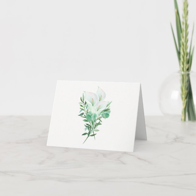 Weiße Calla Lily Blume Elegante Note Card Dankeskarte (Vorderseite)