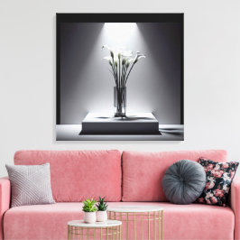 Weiße Calla Lily Bouquet im Spotlight Leinwanddruck