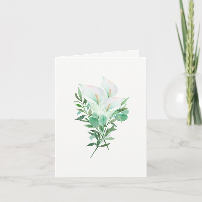 Weiße Calla Lily Elegante Blumenkarte Dankeskarte (Vorderseite)