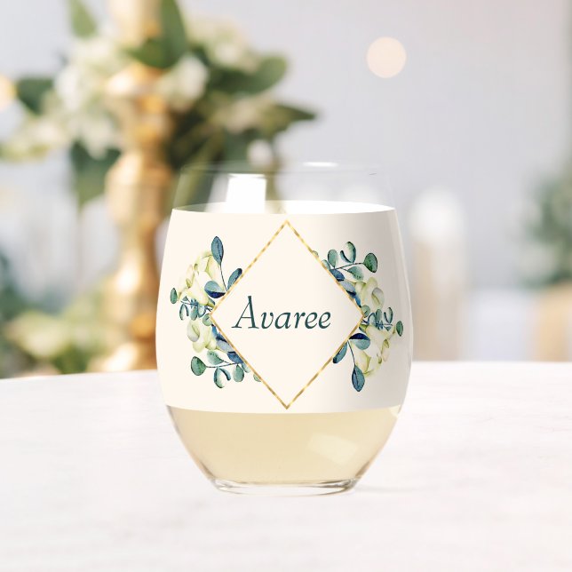 Weiße Calla Lily und Eukalyptus Weinglas Ohne Stiel (Insitu (Hochzeit))