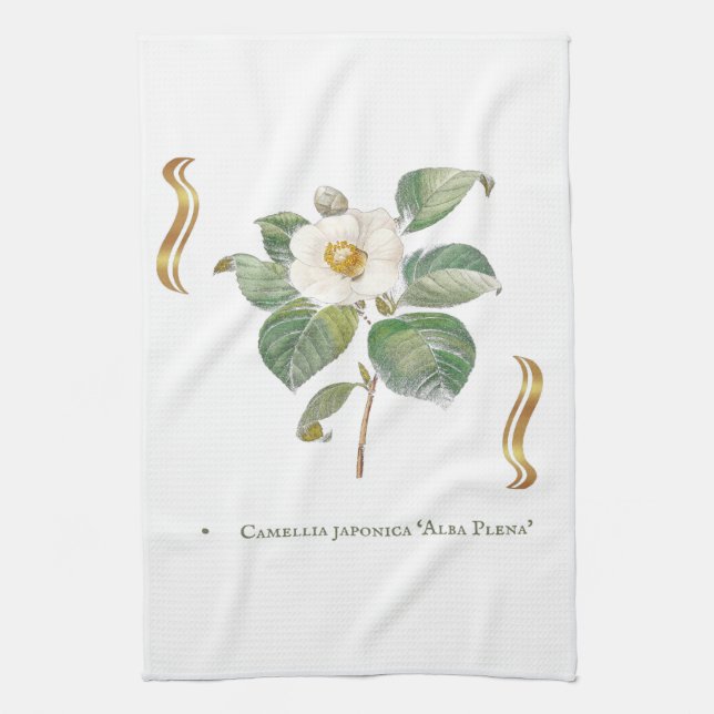 Weiße Camelia Geschirrtuch (Vertikal)